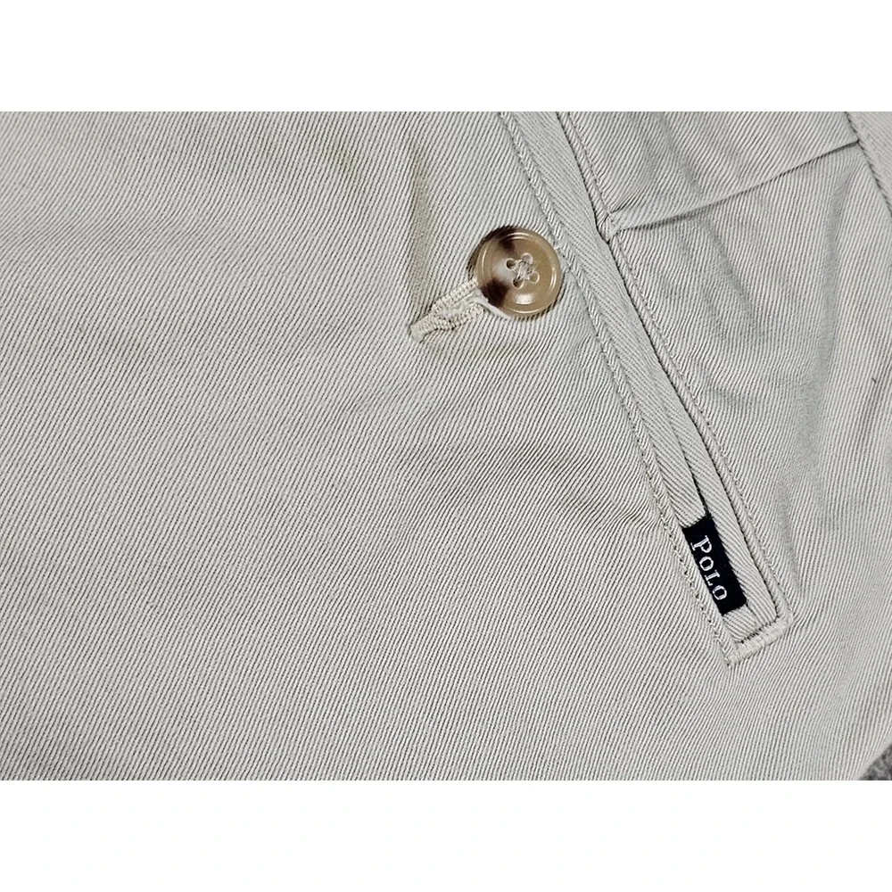 Polo Ralph Lauren Mens Khaki Chino Pants Straight Leg Cotton Twill Trousers Tan